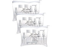Sichler Beauty 3er-Set Reise-Reißverschlusstaschen, 21 Behälter für Flug-Handgepäck; 2in1-Mikrofaser-Kosmetiktücher und Reinigungs-Handschuhe 2in1-Mikrofaser-Kosmetiktücher und Reinigungs-Handschuhe 2in1-Mikrofaser-Kosmetiktücher und Reinigungs-Handschuhe 2in1-Mikrofaser-Kosmetiktücher und Reinigungs-Handschuhe 