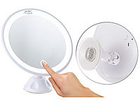 Sichler Beauty Saugnapf-Kosmetikspiegel mit LED-Licht und Akku, Versandrückläufer; Akku-Kosmetikspiegel mit Lautsprechern & LED-Lichtern 