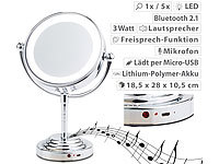 Sichler Beauty LED-Kosmetikspiegel mit Akku, Bluetooth-Lautsprecher, 1x / 5x Vergröß.; Elektrische Hornhautentferner 