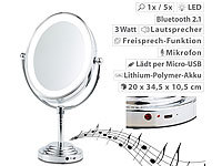 Sichler Beauty XL-LED-Kosmetikspiegel, Akku, Bluetooth-Lautsprecher, 1x / 5x Vergröß.; Kosmetikspiegel Kosmetikspiegel Kosmetikspiegel 