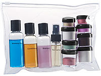 Sichler Beauty Reißverschluss-Tasche mit 12 Kosmetik-Behältern fürs Flug-Handgepäck
