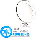 Sichler Beauty Wand-Kosmetikspiegel, 5-fach, Saugnapf & 25 LEDs (Versandrückläufer); Akku-Kosmetikspiegel mit Lautsprechern & LED-Lichtern 