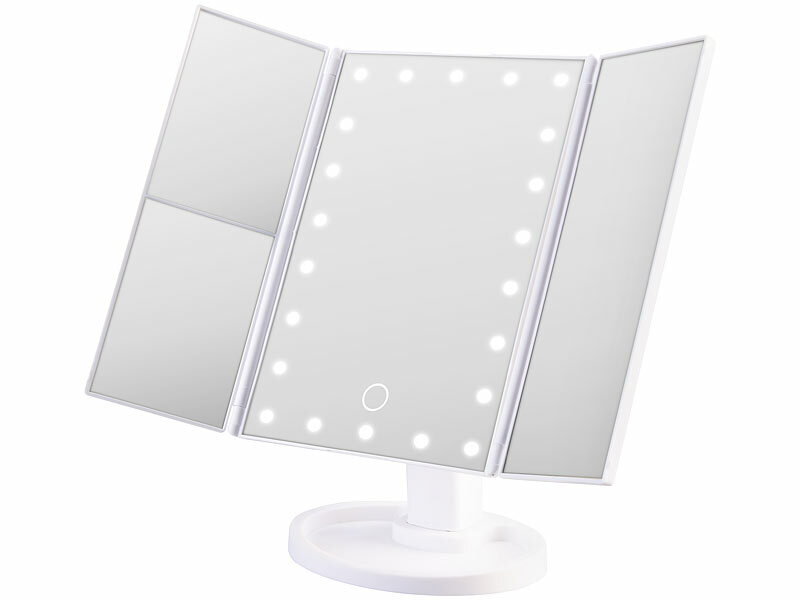 ; Akku-Kosmetikspiegel mit Lautsprechern & LED-Lichtern Akku-Kosmetikspiegel mit Lautsprechern & LED-Lichtern Akku-Kosmetikspiegel mit Lautsprechern & LED-Lichtern 
