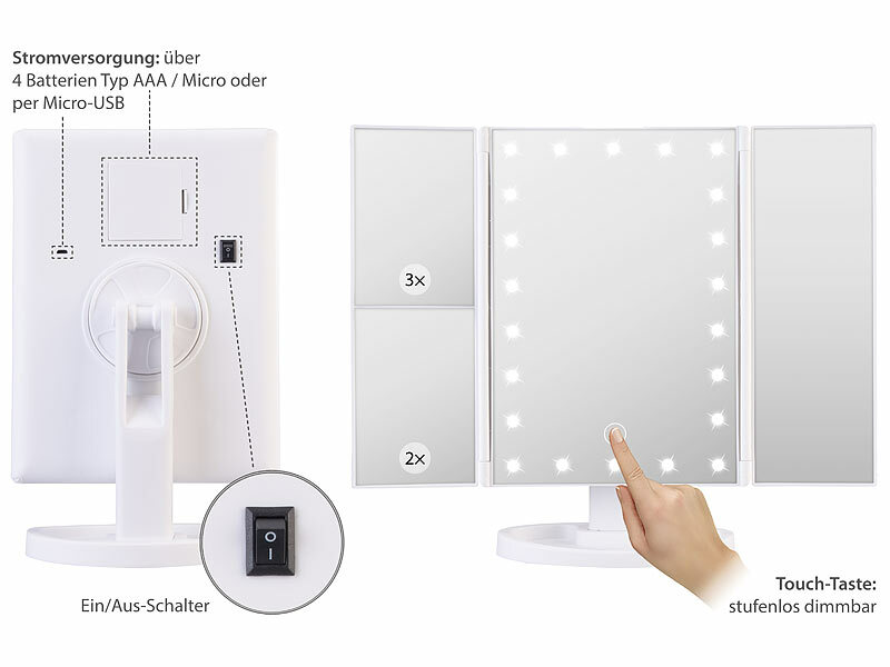 ; Akku-Kosmetikspiegel mit Lautsprechern & LED-Lichtern Akku-Kosmetikspiegel mit Lautsprechern & LED-Lichtern Akku-Kosmetikspiegel mit Lautsprechern & LED-Lichtern 